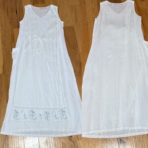 J Jill Linen Vintage Maxi Dress Embroidered